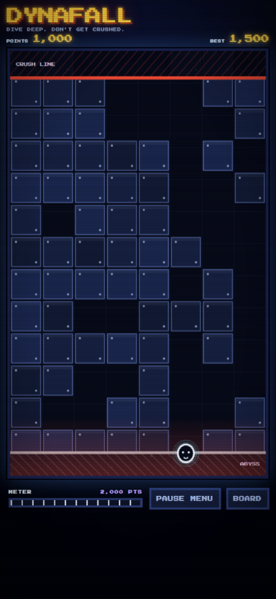 Arcade Mode: the same run in a neon cabinet skin with glowing boxes
